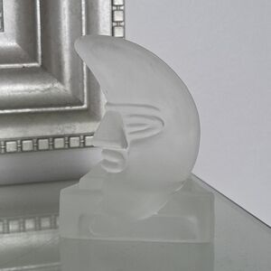 Frosted Glass Celestial Moon Candle Holder